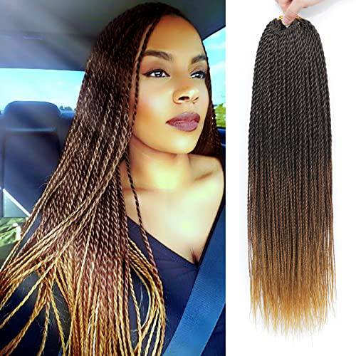 Senegalese Twist Crochet Hair 8 Packs Ombre Crochet Hair For Black Women 18 Inch Pre Looped Crochet Braid Hot Water Setting 280Strands(18 Inch, 1B/30/27)