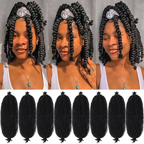 Marley Hair 18 Inch Pre Separated Springy Afro Twist Hair 8 Packs Marley Twist Braiding Hair for Faux Locs Crochet Hair Synthetic Protective Spring Twist Hair Extensions for Black Women (1b)
