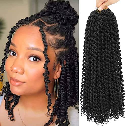 Passion Twist Hair 10 Inch, 7 Pasks Water Wave Crochet Hair For Black Women, Soft Bohemian Passion Twist Crochet Synthetic Hair, Croceht Passion Twists Curly Braiding Hair (10Inch, T1B/BUG)
