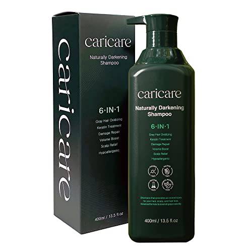 CARICARE Naturally Gray Reduce Shampoo, Darkening Gray Hair, Keratin Treatment, Damage Repair, Volume Boost, Scalp Relief, Hypoallergenic, Made in Korea, 13.5 Fl Oz- Pack of 1