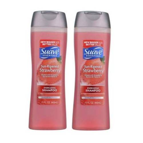 Suave Essentials Energizing Shampoo, Sun-Ripened Strawberry, 15 fl oz (2 pack) (Bundle)