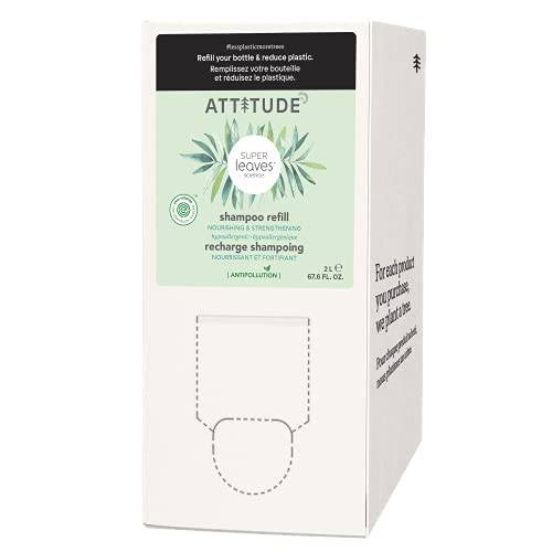 ATTITUDE Hair Shampoo, EWG Verified, Plant- and Mineral-Based, Vegan and Cruelty-free Beauty Products, Nourishing, Grapeseed Oil and Olive Leaves, Bulk Refill, 67.62 Fl Oz