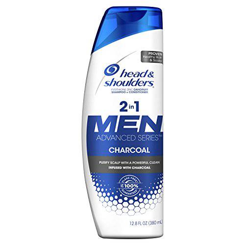 Head and Shoulders Men Advanced Series 2in1 Charcoal Shampoo to Deep Clean & Detox Scalp, 12.8 fl oz