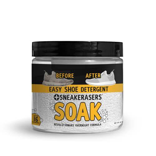 SneakERASERS Overnight Soak, Shoe and Sneaker Cleaner, Easy Detergent for Sneakers athletic shoes, and more. No fuss