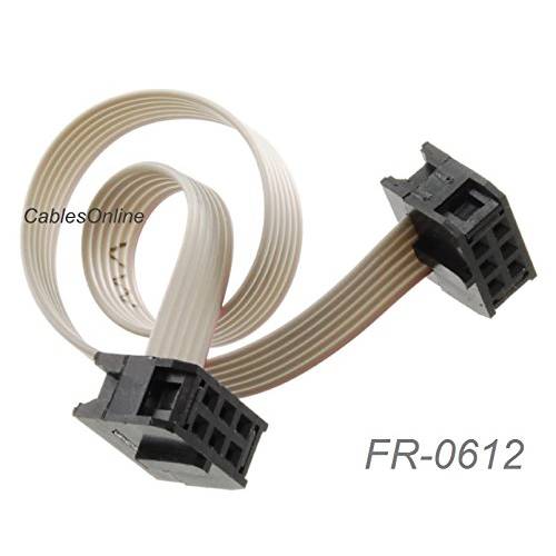 brandnameeng, 12-inch 6-Pin (2x3) 2.54mm-Pitch Female to Female 6-Wire IDC Flat Ribbon 케이블, FR-0612