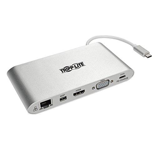 Tripp Lite USB 3.1 Gen 1 USB-C탈부착 스테이션 w/ USB-A, HDMI, VGA, mDP, 기가비트 Ethernet, Mem Card, 3.5mm& USB-CPD Charging, USB C, USB Type C, USB Type-C (U442-DOCK1)