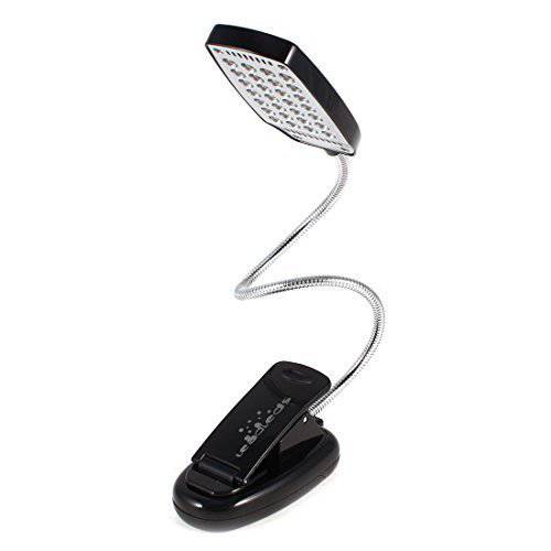 Leadleds 독서 라이트 Clip with 28-LED 화이트 라이트, 배터리 and USB 전원 휴대용 LED 라이트 호환 Piano, Travel, E-Reader&  침실용 헤드보드 (Black) k