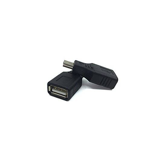 Cuziss USB 2.0 Type A to 미니 USB 5-Pin Type B Female/ Male 어댑터 - 2 Pack, 블랙