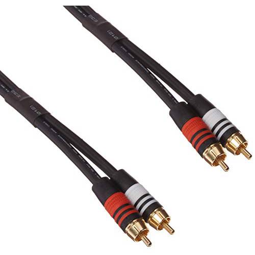 Monoprice 1.5ft 고급 2 RCA Plug/ 2 RCA Plug M/ M 22AWG 케이블 - 블랙 - (105346)