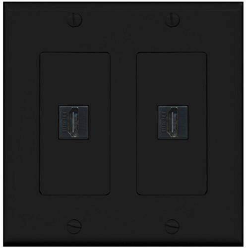 RiteAV - 2 Port HDMI - 듀얼 Gang 벽면 플레이트 - 블랙
