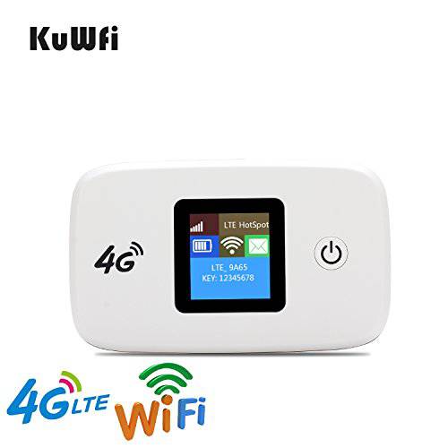 KuWFi 4G LTE 휴대용 와이파이 핫스팟 언락 무선 Internet 라우터,공유기 디바이스 with SIM 카드 Slot for 여행용 지지,보호 B1/ B3/ B5/ B7/ B8/ B20 in 유럽 카리브해 South America Africa