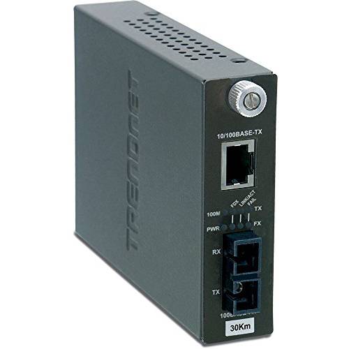 TRENDnet 인텔리전트 10/ 100Base-TX to 100Base-FX Single 모드 SC Fiber 컨버터 (30Km/ 18.6 Miles), 라이프타임 Protection, TFC-110S30i