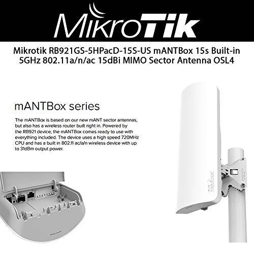 Mikrotik mANTBox 15s Built-in 5GHz 802.11a/ N/ ac 15dBi MIMO Sector 안테나 OSL4 (RB921GS-5HPacD-15S-US)