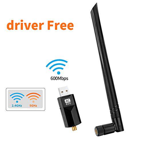 [Driver Free] USB무선랜카드, Persevere AC600 와이파이 동글 듀얼밴드 무선 Internet 변환기 5GHz/ 2.4GHz USB 변환기 (Max 433Mbps/ 150Mbps) 와이파이 Card, for 윈도우 or 맥 OSX 데스트탑 노트북