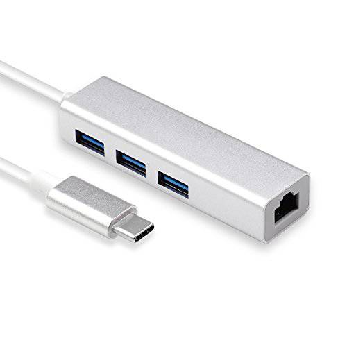 USB-C/ Type C to 3 Ports USB A 3.0 with 10/ 100/ 1000 Mbps 기가비트 Ethernet/ LAN/ 네트워크 (RJ45) 변환기