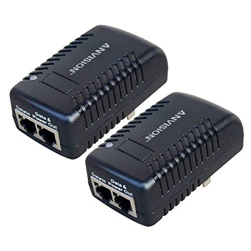 ANVISION 2-Pack 48V 0.5A PoE 파워 변환기 서플라이 Injector 랜포트 with 벽면 Plug IEEE 802.3af Compliant 10/ 100Mbps for IP Voip Phones, Cameras, AP and More