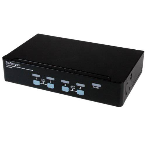 StarTech.com 4 Port 거치대, 받침대 장착가능   USB   KVM Switch with 오디오&    USB 허브 -   KVM/  오디오/    USB 스위치 - 4 x   KVM/  오디오/    USB - 1 local User - 데스크탑 - SV431   USBAE