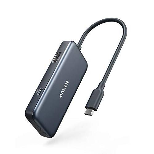 Anker USB C Hub, 4-in-1 USB C Adapter, with 4K USB C to HDMI, 2 USB 3.0 Ports, 60W 파워 Delivery 충전 Port for 맥북 프로 2016/ 2017/ 2018, ChromeBook, XPS, and More (Space Grey)