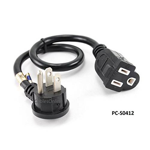 CablesOnline 12in Flat Plug 파워 연장 Cord/ 케이블, NEMA 5-15P to 5-15R (PC-S0412)