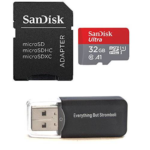 SanDisk 32GB 울트라 미니 SDHC 메모리 카드 번들,묶음 Works with 삼성 갤럭시 A6, A6+, A8, A8 스타 폰 UHS-I Class 10 (SDSQUAR-032G-GN6MN) 플러스 Everything But Stromboli (TM) 카드 리더,리더기