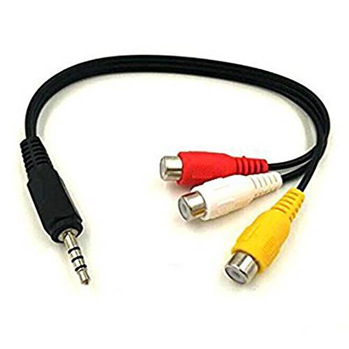 Poyiccot 3.5mm Male Plug to 3RCA Female 변환기 케이블 영상 Adapter, 3.5mm Male Plug to 3 RCA Female (Red-Yellow-White) 커넥터 호환 AV, Audio, Video, LCD TV, HDTV