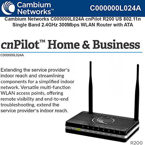 Cambium 네트워크s - C000000L024A - cnPilot 집&  사업 R200 802.11n 300 Mbps 와이파이 WLAN 라우터,공유기 with 아날로그 전화 변환기 (ATA) VoIP Gateway, 4 port 네트워크 Switch and 2 폰 ports, US