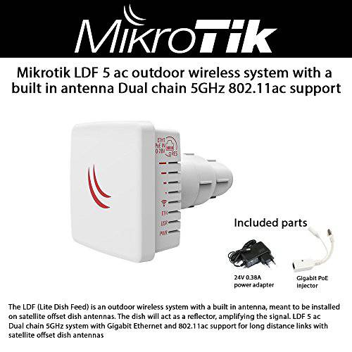 Mikrotik LDF 5 ac RBLDFG-5acD 이중 Chain 5GHz 무선 시스템 with a 빌트 in 안테나 and 802.11ac 지지,보호
