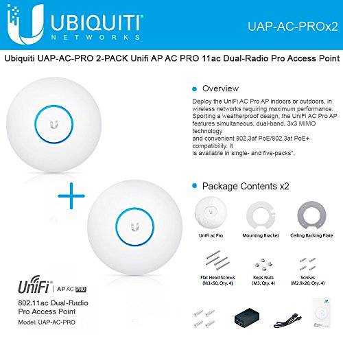 Ubiquiti UAP-AC-프로 2-PACK Unifi AP AC 프로 11ac Dual-Radio 프로 액세스 Point