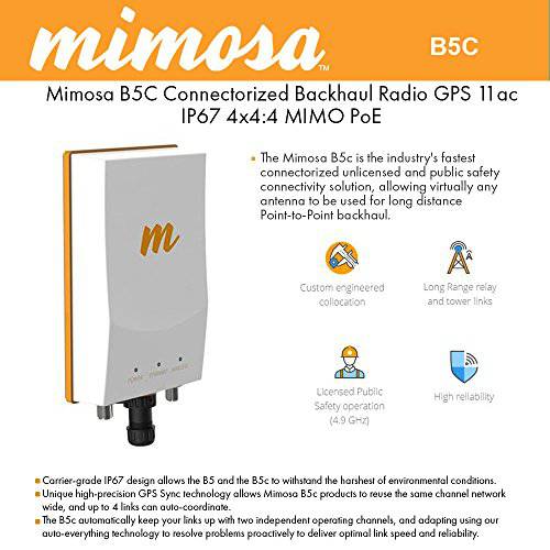 Mimosa Networks B5c Backhaul 5 Ghz 1, 500+ Mbps Connectorized