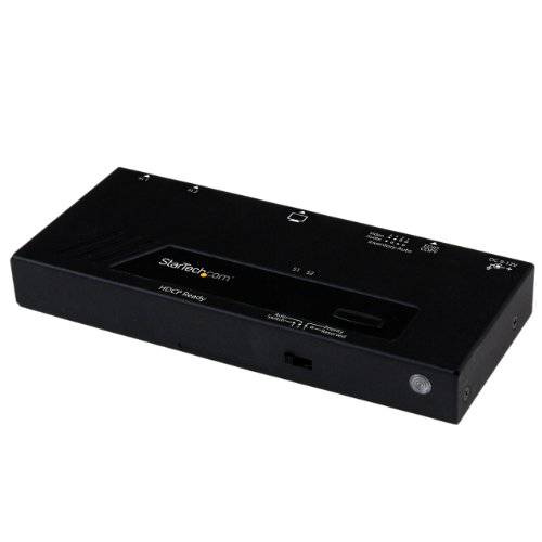 brandnameeng.com 2 Port HDMI Switch w/ 자동 and Priority 전환 - 2 In 1 Out HDMI 셀렉터 with 자동 Priority 전환  1080p (VS221HDQ), 블랙