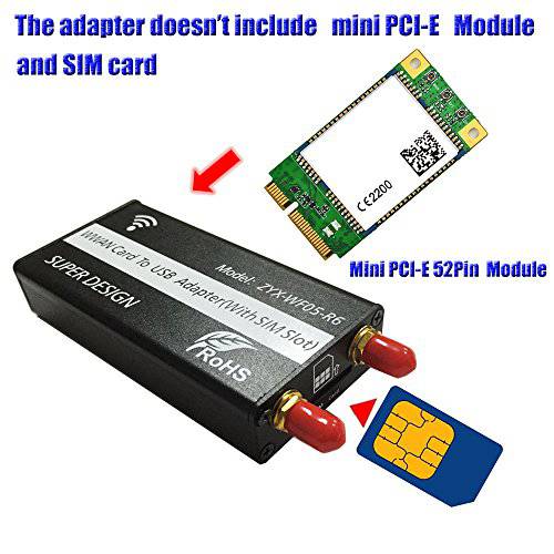 미니 PCI-E to USB 변환기 with SIM 카드 Slot, WWAN/ LTE 모듈 Upgrade for 3G/ 4G 네트워크 카드