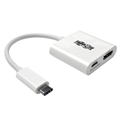 Tripp Lite USB C to HDMI 영상 변환기 컨버터 4Kx2K w/ USB-C PD 충전 Port, 썬더볼트 3 Compatible, USB-C, USB Type-C, USB Type C 6in (U444-06N-H4-C)