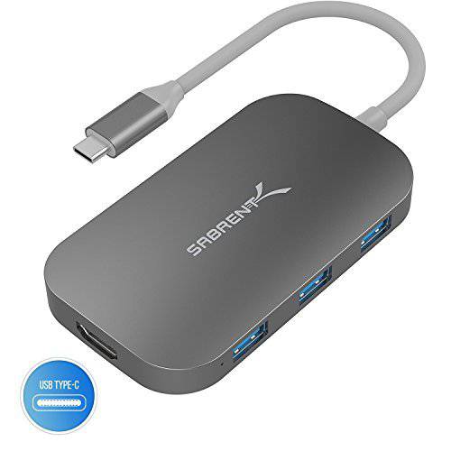 Sabrent 8-in-1 USB Type-C 허브 with HDMI(4K) Output, 3 USB 3.0 Ports, 1 USB 2.0 Port, SD/ 마이크로SD Multi-Card 리더,리더기 [4K and 파워 Delivery Support] (DS-UHCR)