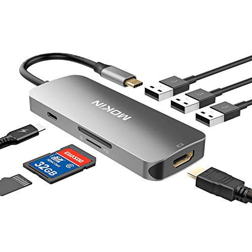 USB C 허브 HDMI변환기 for 맥북 Pro, Multi-Ports 맥 동글 with 4K USB C to HDMI, 7 인 1 USB C Hub, USB C to HDMI SD TF 카드 리더,리더기 3 USB 3.0 and USB C 파워 Pass-Through Port Adapters.