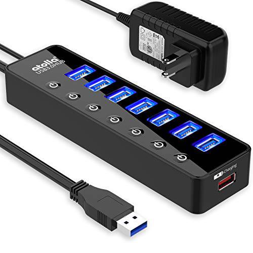 Powered USB 허브 3.0 atolla 7-Port USB 데이터 허브 분배기 One 스마트 충전 포트 and Individual on off Switches and 5V 4A 파워 어댑터 USB 연장 맥북 Mac 프로 Mini and More. with for