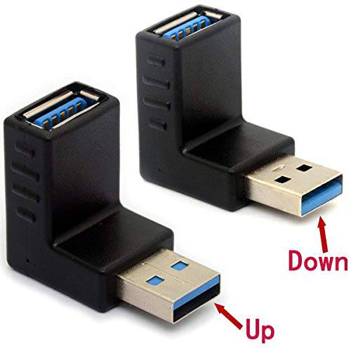 앵글드 USB 3.0 변환기 90 도 USB 커넥터 연장 Type A Male to Type A Female Plug 연장기,커플러 2Pcs ( 이상+  하위)
