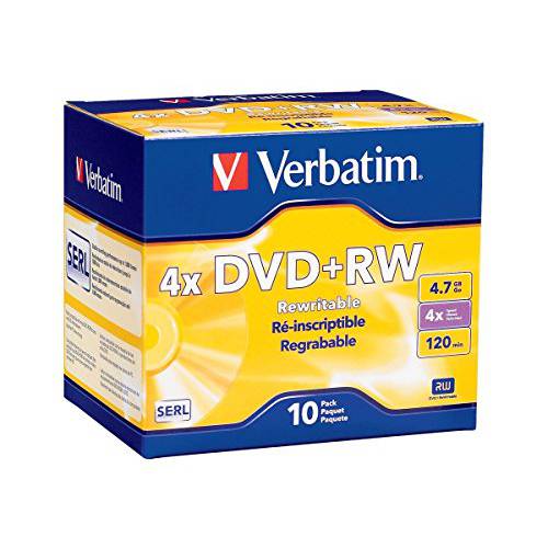Verbatim DVD+ RW 4.7GB 4X with Branded 표면 - 10pk Jewel 케이스 - 94839