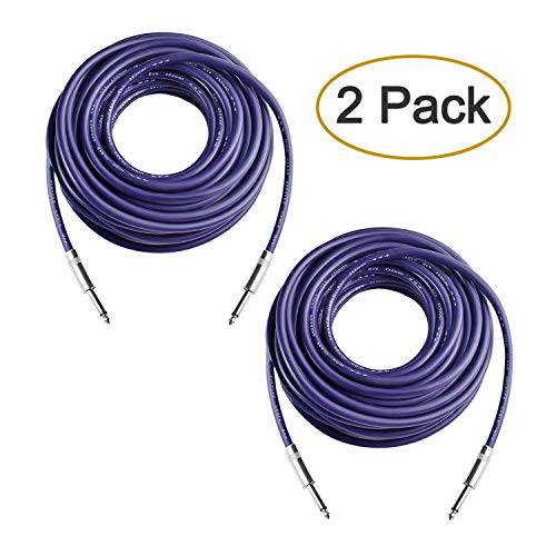 Yoico 2Pcs 25 Feet 프로페셔널 1/ 4 to 1/ 4 스피커 Cables, Pair 50 ft 12 Gauge 1/ 4 Male Inch 오디오 앰프 연결 내구성, 튼튼 케이블 와이어 (25ft)