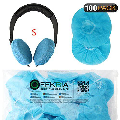 Geekria 100 쌍 스몰 신축성 이어폰 커버/ 이어패드 커버/ 일회용 Sanitary Earcup Fits ATH-WS330BT, ATH-SR5, ATH-AR3, 소니 WH-XB700, WH-XB700B, WH-CH510 On-Ear 헤드폰,헤드셋 (블루)