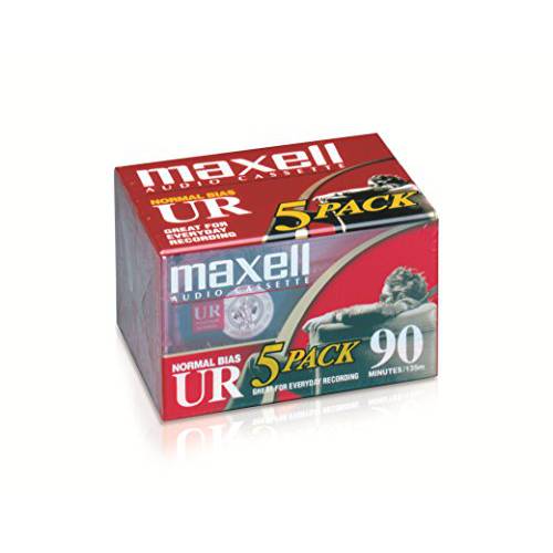 Maxell 108562 BrickPacksbrandnameeng 108562 로우 Noise 서피스 90 min 레코딩 타임 오디오 Cassettes, Great for Everyday 레코딩 (Pack of 5) Protective 케이스 Included