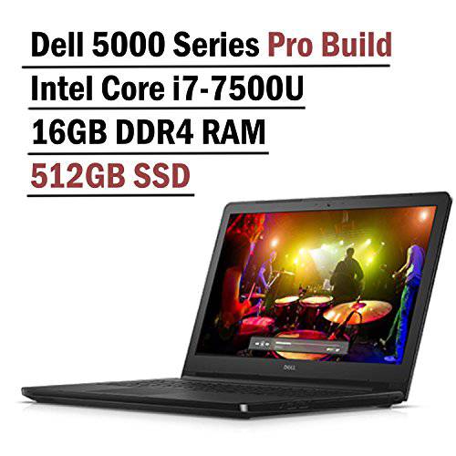 Dell Inspiron 5000 Series 15.6 Inch HD 프로 Build 비지니스 노트북 (Intel i7-7500U 2.7Ghz, 16GB DDR4 RAM, 512GB SSD, 윈도우 10 전문적인 )