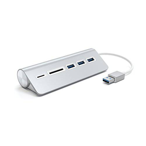 Satechi 알루미늄 USB 3.0 허브&  카드 리더, 리더기 - 호환 with MacBookPro, MacBook, iMac, 서피스 Pro, Dell XPS and More (Silver)