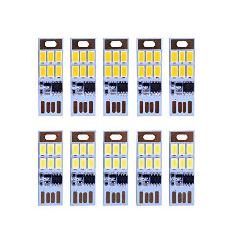 HUAHA 10pcs USB 미니 LED 조명,라이트,무드등,수면등,취침등 6 키체인,키링,열쇠고리 조명,라이트,무드등,수면등,취침등 램프,등,수면등,취침등 with 스마트 Touch Electrodeless 디밍 Switch for Laptop, 응급시 세큐리티 라이트닝 홈 Decoratio (5 Warm+ 5 White)