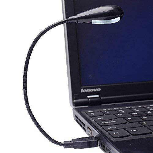 Hanerdun 브라이트 led USB 램프 조명, 라이트 독서 램프 노트북 구부러지는 넥 Black for