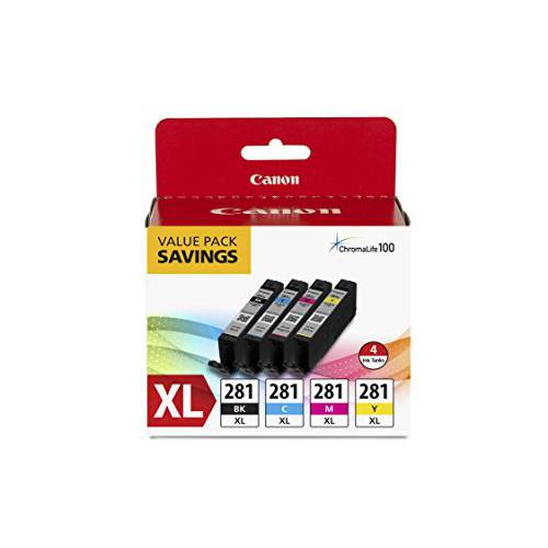 Canon CLI-281 XL Black, Cyan, 마젠타, 자홍색 and Yellow 4 잉크 Pack
