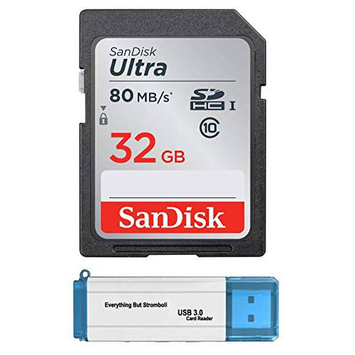 SanDisk 32GB 울트라 SDHC 메모리 카드 Works with Kodak PIXPRO Astro Zoom AZ252, AZ251, AZ401 카메라 UHS-I Class 10 (SDSDUNR-032G-GN6IN) 번들,묶음 with Everything But Stromboli 3.0 메모리 카드 리더,리더기