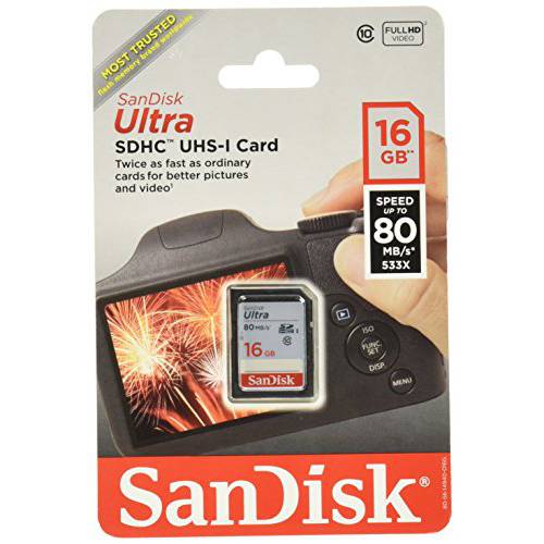 Sandisk 울트라 SDHC 16GB 80MB/ S C10 Flash 메모리 카드 (SDSDUNC-016G-AN6IN)