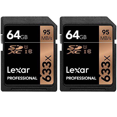 Lexar 64GB 프로페셔널 633x SDXC Class 10 UHS-I/ U1 메모리 카드 2-Pack 번들,묶음