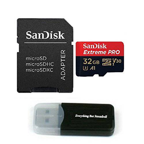 Sandisk 32GB Extreme 프로 4K 메모리 카드 works with 삼성 갤럭시 S9, S9+, S8, S8 Plus, Note 8, S7, S7 가장자리 - UHS-1 V30 미니 (SDSQXCG-032G-GN6MA) with Everything But Stromboli (TM) 카드 리더,리더기