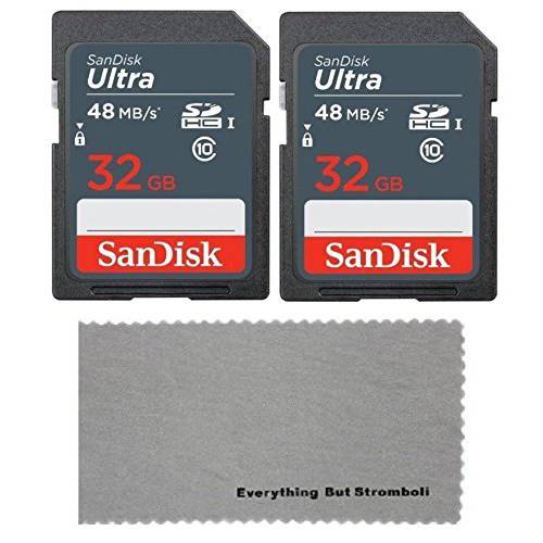 2 Pack SanDisk 32 GB Class 10 SDHC Flash 메모리 카드 works with Bestguarder HD IP66 Infrared 나이트 비전 경기&  꼬리 사냥 정찰활동 Ghost 카메라 - w/ Everything But Stromboli (tm) 극세사 Cloth